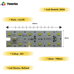 12x5 Watt Refond 5050 Ledli 2x6 Modül 145x45mm