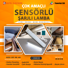 POWERLUX 20CM Çok Amaçlı Şarjlı Hareket Sensörlü Led Lamba