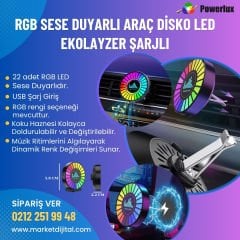 Rgb Sese Duyarlı Araç Disko LED Ekolayzer Şarjlı