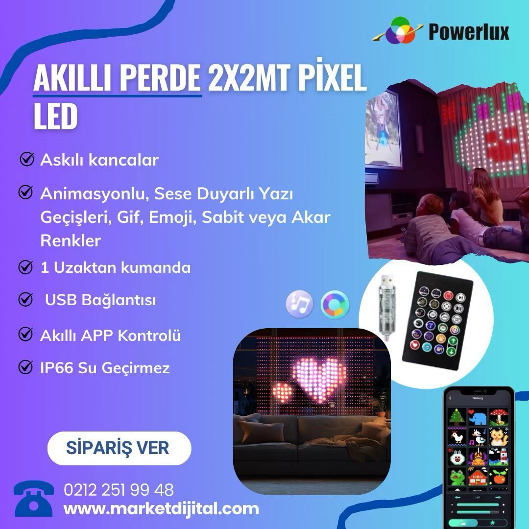 PİKSEL 2X2 mt  400 Led ANİMASYON PERDE