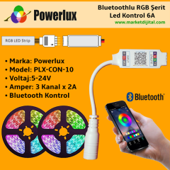 Powerlux Bluetoothlu RGB Şerit Led Kontrol 6A 5-24V