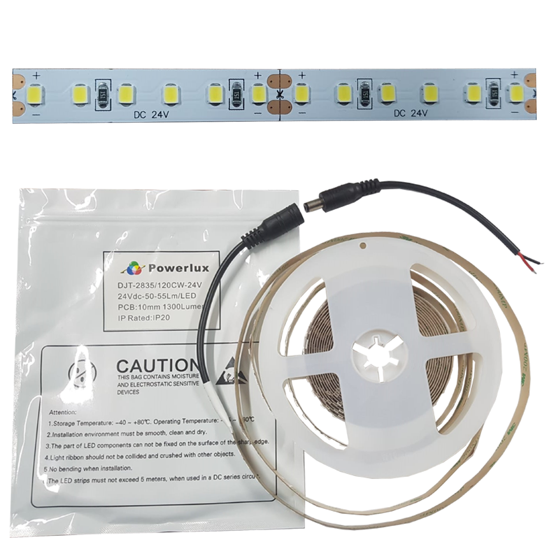 24 Volt 2835 Mt 120 Led Şerit IP20 Powerlux 8mm (10metre)