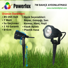 Powerlux 7W Kazık Ayaklı Bahçe Aydınlatması