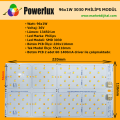 96x1 Watt Philips 3030 Ledli 22x11cm Modül