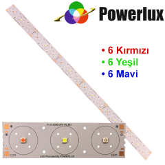Powerlux Tek Renk Pcb Üzeri 18 Led RGB (6Yeşil 6 Mavi 6 Kırmızı)