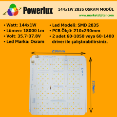 144x1 Watt Osram Ledli 2835 Modül 210x230mm Kanopi Beyaz PCB