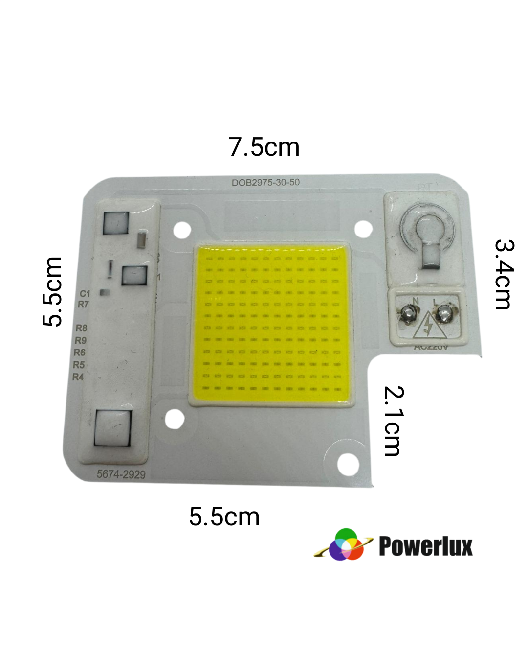 Powerlux 220Volt AC 30Watt Cob Led Beyaz Projektör Çip (75mmx55mm)