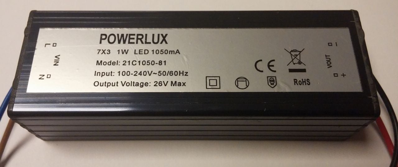 12-26 Volt 1050mA 25Watt Powerled Driver