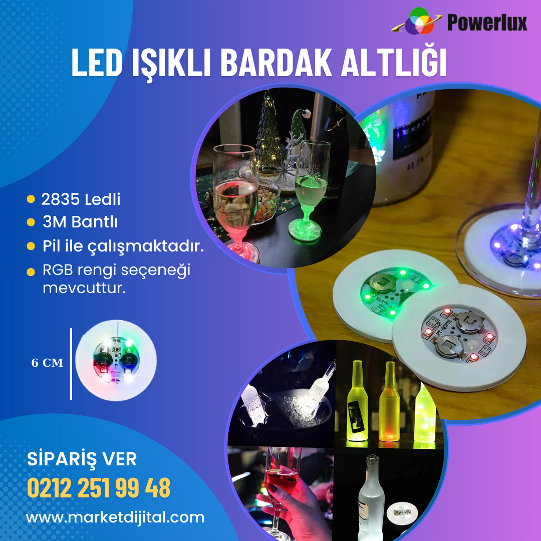 Led Işıklı Bardak Altlığı RGB