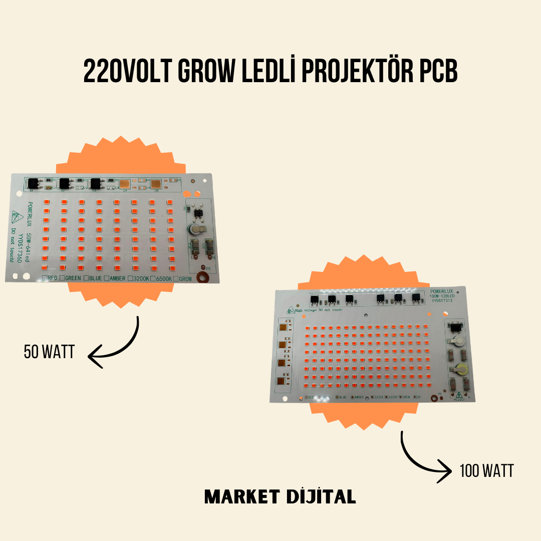 220Volt Grow ledli Projektör Pcb