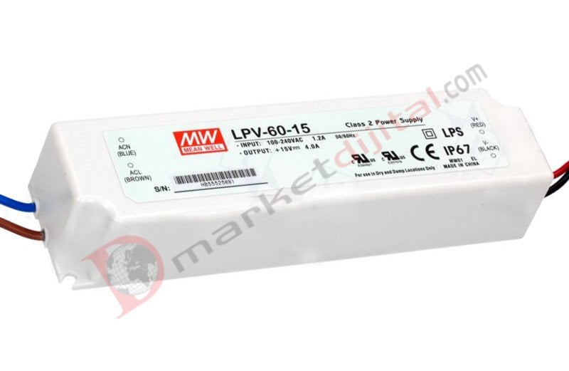 LPV-60-15 15 Volt 4 Amper IP67 Meanwell