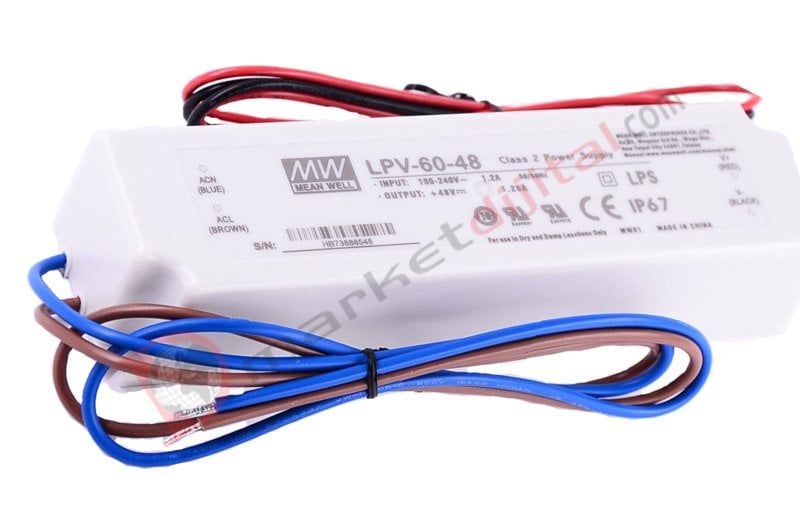 LPV-60-48 48 Volt 1.25 Amper IP67 Meanwell