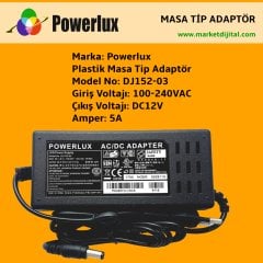 12 Volt 5 Amper Masa Tip Adaptör