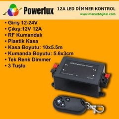Şerit Led RF Dimmer 12A 3Tuş Kumandalı 12-24V