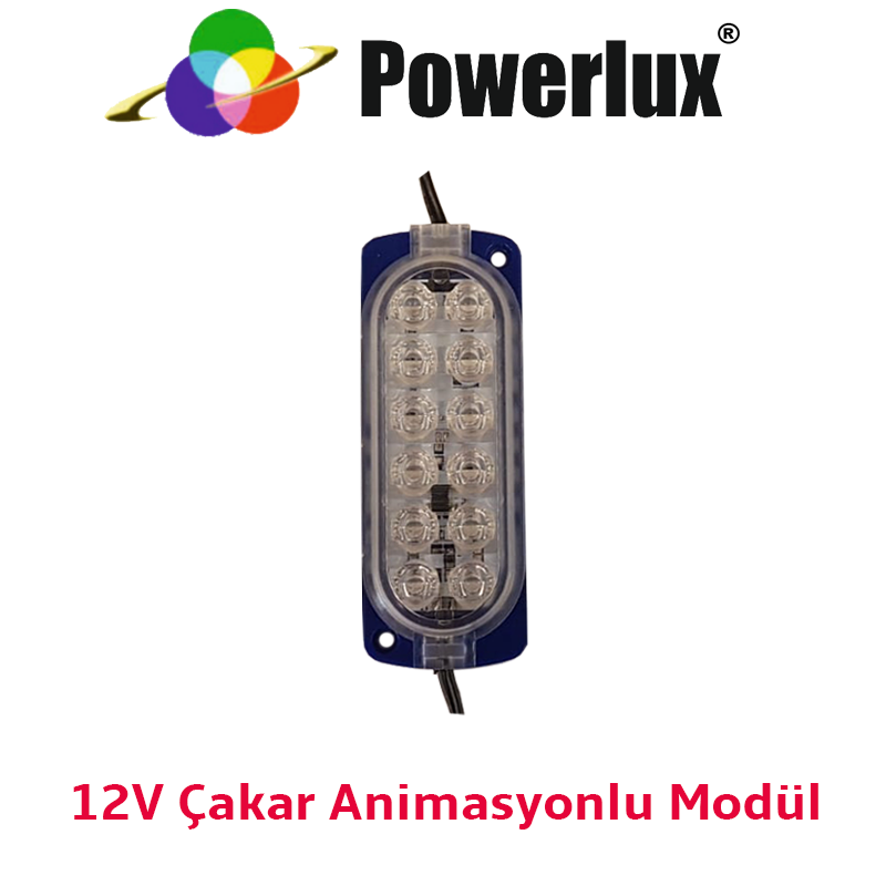 12 Volt 2.4 Watt Animasyonlu Çakar Modül 12 Ledli Mavi