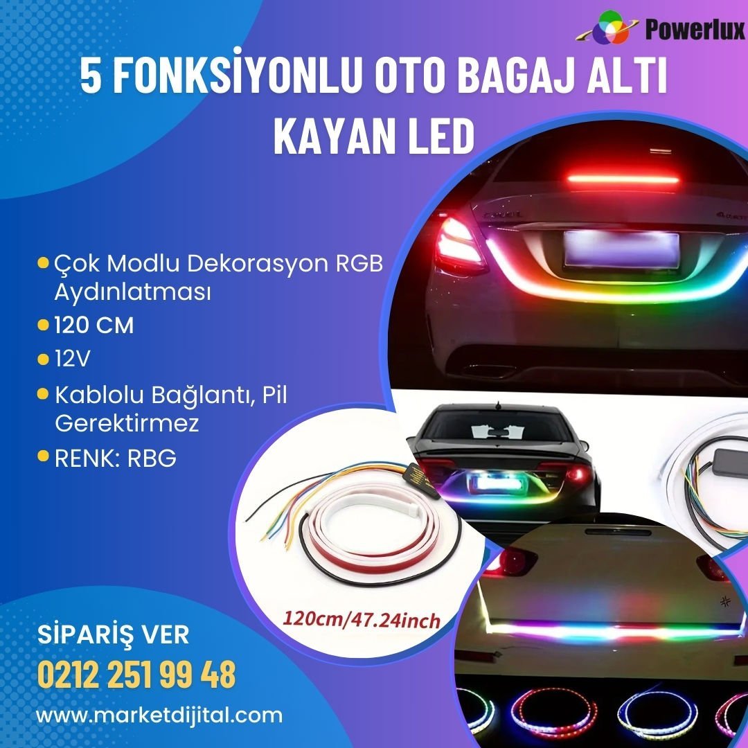 5 Fonksiyonlu Oto Bagaj Altı Kayan Led