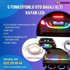 5 Fonksiyonlu Oto Bagaj Altı Kayan Led