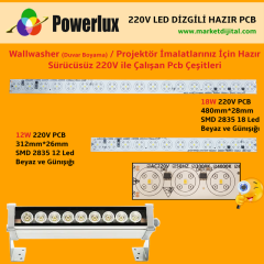 220 Volt 18 Watt SMD 2835 Ledli Hazır Wallwasher PCB